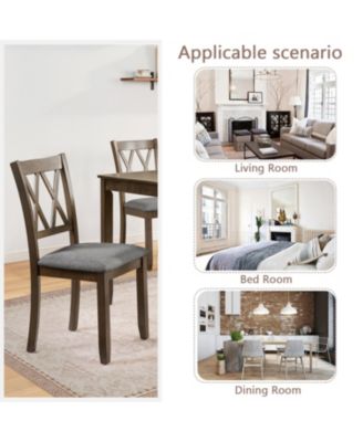  Walnut Wood Dining Chairs Set of 4, Padded Seat