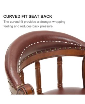 Leather Swivel Bar Stool, 26.5", Brown