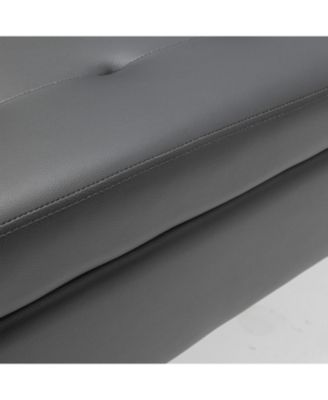  Dark Grey Leather Storage Bench 43.3