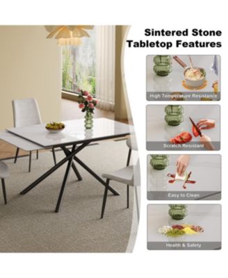 Streamdale Retractable Sintered Stone Dining Table Set (Table + 8 Chairs
