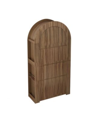  78" Arched Bookcase - Mid Century Modern 4-Tier Display Shelf (Brown)