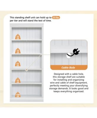 83" Wood Bookcase with Light 5-Tier Adjustable Shelves