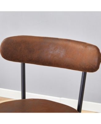 Ergonomic High Leg Bar Chairs - Brown Fabric Cushions Black Metal Legs