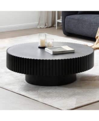 Black MDF Modern Drum Coffee Table
