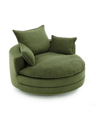 360 Swivel Barrel Chair with Pillows - Green