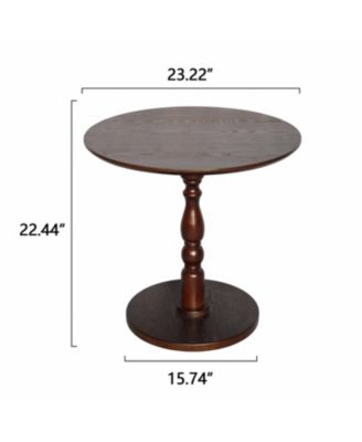 23" Walnut Brown Round Accent Table