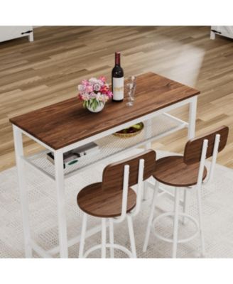 Streamdale 3 Piece Bar Table Set with Metal Frame & Storage