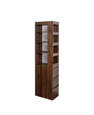  70.87" Display Cabinet, 4-Tier Shelf, Drawers, Modern Wooden Bookshelf