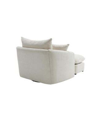 Oversized Swivel Accent Chair with Ottoman & Pillows