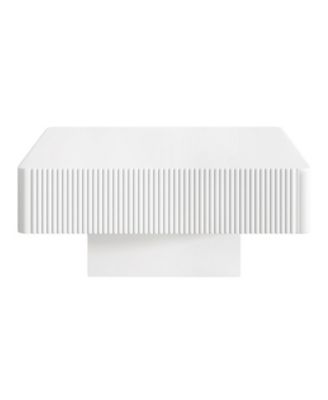 Elegant Square Fluted Coffee Table, Modern Drum End Table