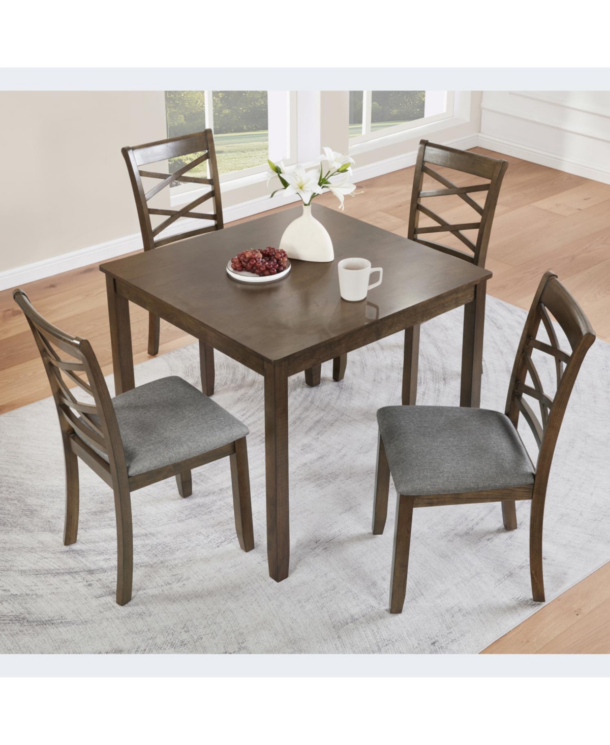 Streamdale Furniture Streamdale Elegant Walnut 5-Piece Dining Table Set