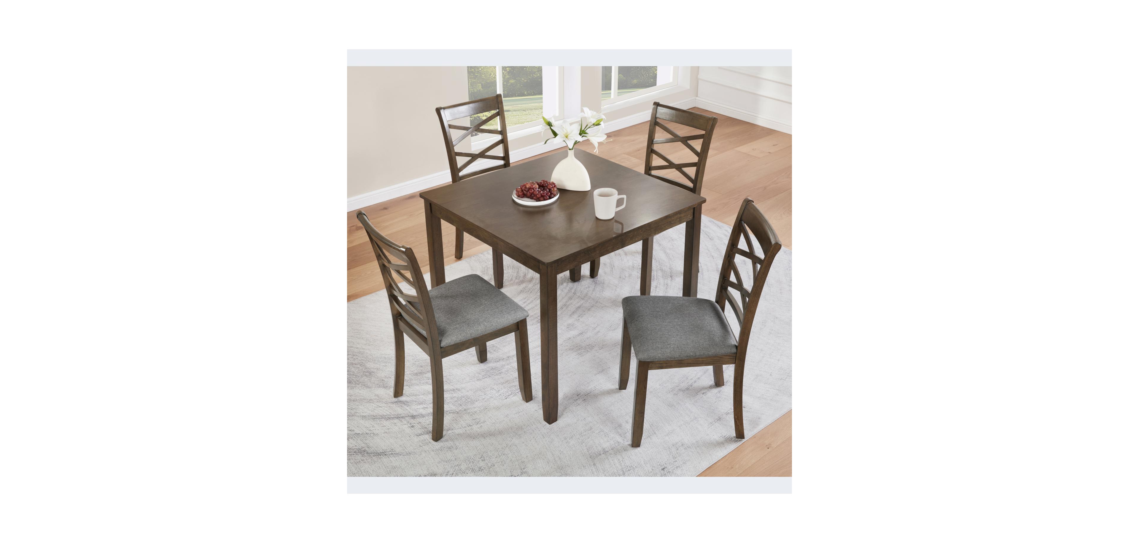 Streamdale Furniture Streamdale Elegant Walnut 5-Piece Dining Table Set