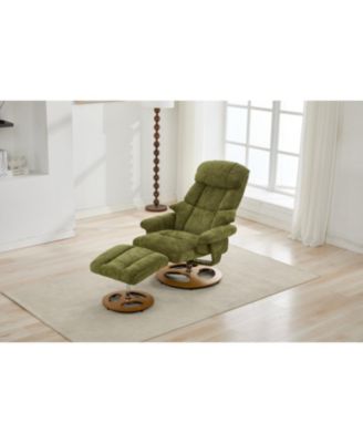 Ergonomic Recliner Chair with Ottoman, Massage, Heat, 360 Swivel, Green