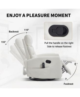 Streamdale White Fabric Heat Massage Rocker Recliner