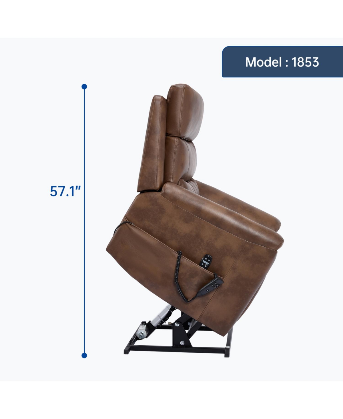 Streamdale Furniture Power Lift Recliner w/ Massage & Heat, 350 Lbs, Brown