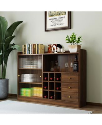 Striped Glass Door Sideboard