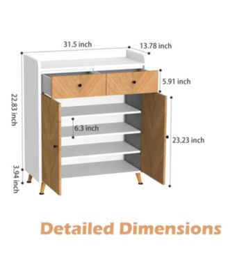 4-Tier Shoe Cabinet with Drawers & Doors