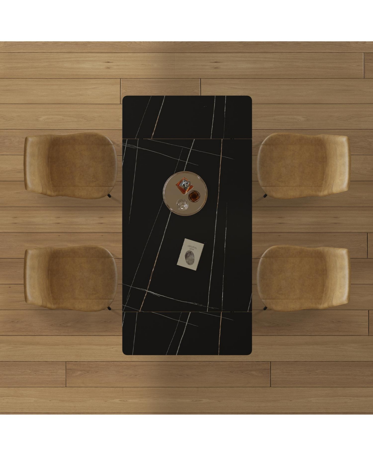 Streamdale Furniture Streamdale Retractable Sintered Stone Dining Table Set (Table + Chairs