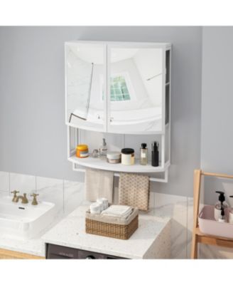 Arched Double-Door Wardrobe with Mirror & Storage - White