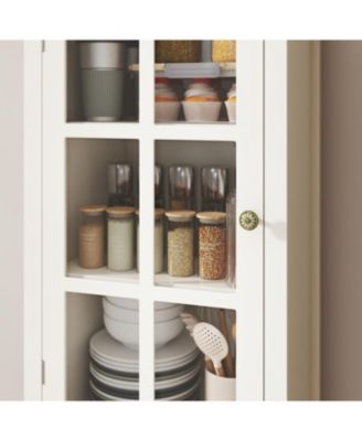 minimalist Buffet Cabinet with Glass Doors & Double Drawer