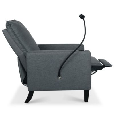 Modern Cozy Fabric Armchair with Adjustable Backrest and Storage