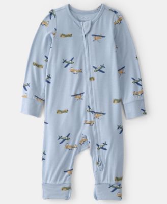 Baby Boys' Plane Print 2-Way Zip Sleep and Play Pajama