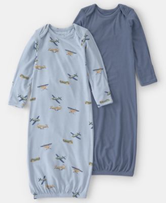 Baby Boys' Plane Print Round Neck Sleeper Gowns, 2-Pack
