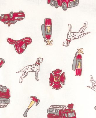 Baby Boys' Firetruck Crewneck Top and Striped Snug-Fit Pajama, 4-Piece Set