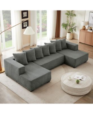  Chenille U-Shaped Sectional Sofa, Luxury Cloud Couch
