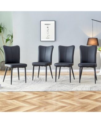 Modern Black PU Chair Set - Set of 4