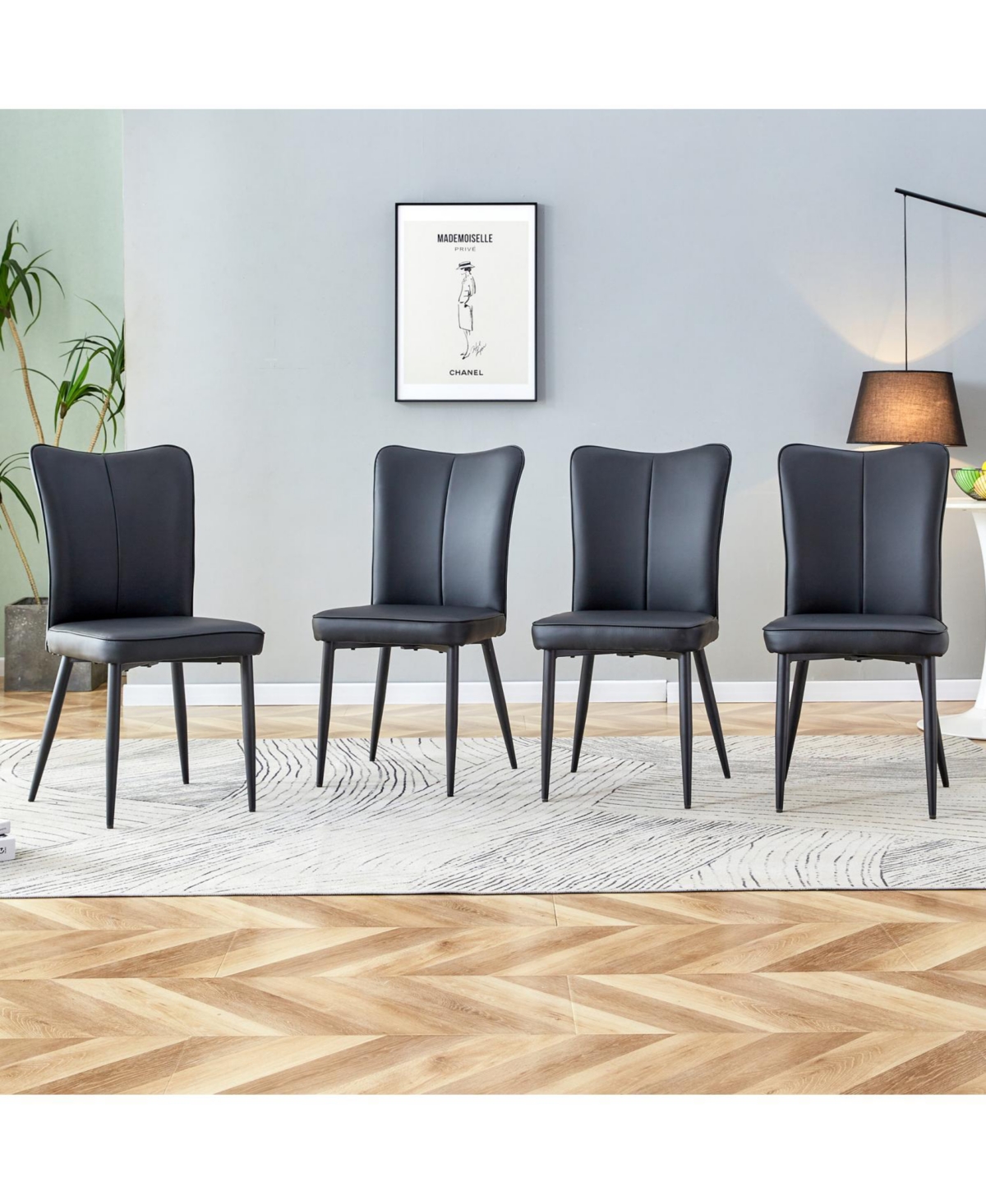 Streamdale Furniture Modern Black Pu Chair Set - Set of 4