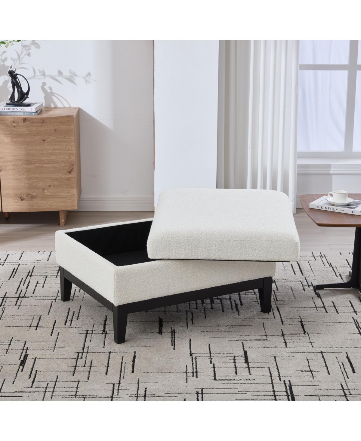 Streamdale Furniture 33.86" Ivory Boucle Storage Ottoman/Coffee Table