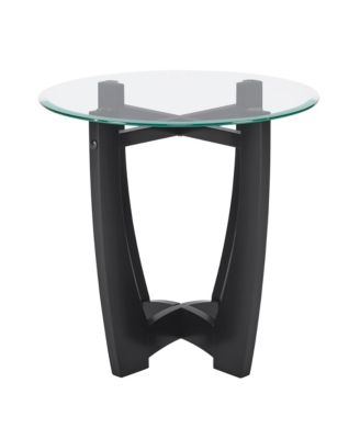  23.5" Round Glass Coffee Table - Black
