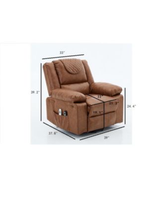 Brown PU Remote-Controlled Heating and Massage Assistive Recliner for SeniorsI