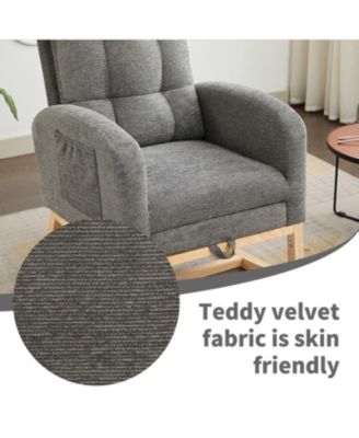 Modern Rocking Chair with Wood Legs & Adjustable Footrest