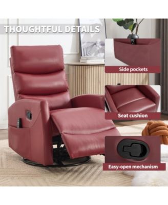 Red Fabric Heat Massage Rocker Recliner