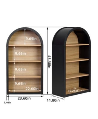 Streamdale 4-Tier Black Arched Bookshelf, 43" Tall Arched Bookcase with Storage Shelves