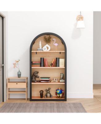 Streamdale 4-Tier Black Arched Bookshelf, 43" Tall Arched Bookcase with Storage Shelves