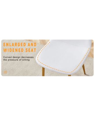 White PU Dining Chairs (Set of 4) - Golden Metal Legs