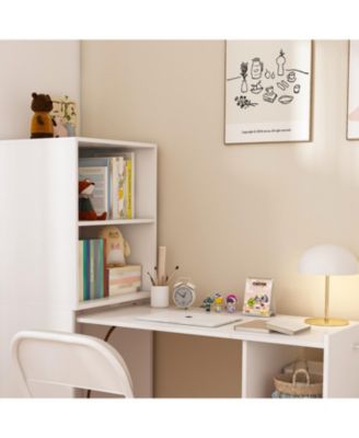 Streamdale Stretchable desk with storage shelves and wheels white