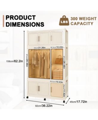 Portable Wardrobe Closet Organizer - 9 Cubes & Rod White