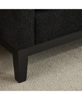 Elegant Black Boucle Upholstered Bench with Bolsters