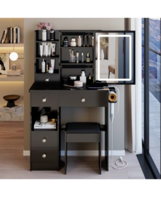 29.2" Vanity Table LED Mirror Power Stool