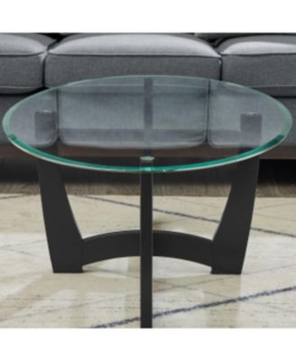 Streamdale 48" Oval Glass Coffee Table - Black Round Center Table