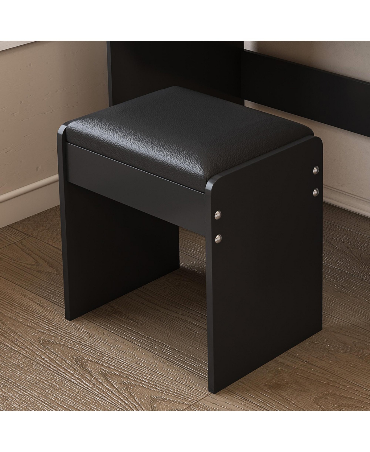 Streamdale Furniture Modern Vanity Desk with Lighted Mirror & Power Outlet - Black