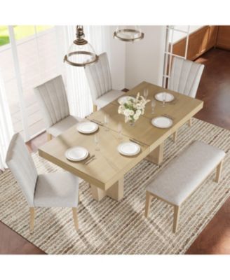 Streamdale Farmhouse Extendable Dining Table Set with Bench & 4 Chairs