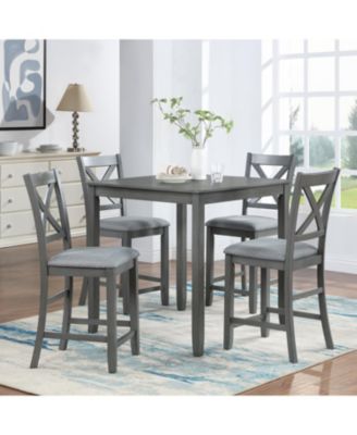 Counter Height Chairs Set of 4, Padded Seat, Gray