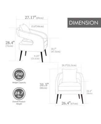 Velvet Open Back Accent Chair, Metal Legs