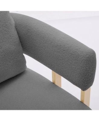 TS Modern Grey Fleece Accent Chairs Legs 2PCS