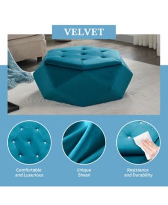  Velvet Diamond Tufted Storage Ottoman - Footrest/Seating